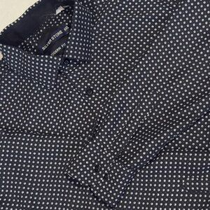 Silver Stone Black Micro Pattern Button-Up Shirt - Modern Fit